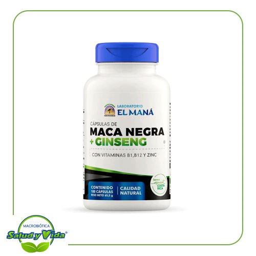 Maca negra con ginseng 100 cap El Mana