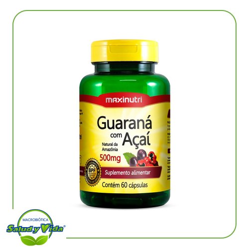 Guarana con acai 60 cap 500 mg Maxinutri